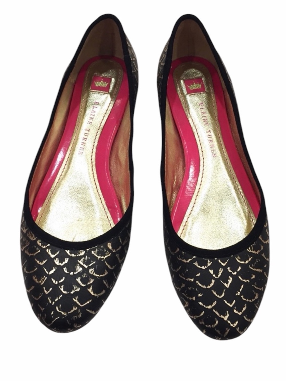 Elaine Turner Black & Gold Flats